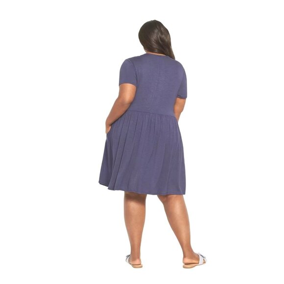 Lane Bryant Short Sleeve Babydoll Fit & Flare Mood Indigo Plus Size 30/32 - Picture 2 of 14